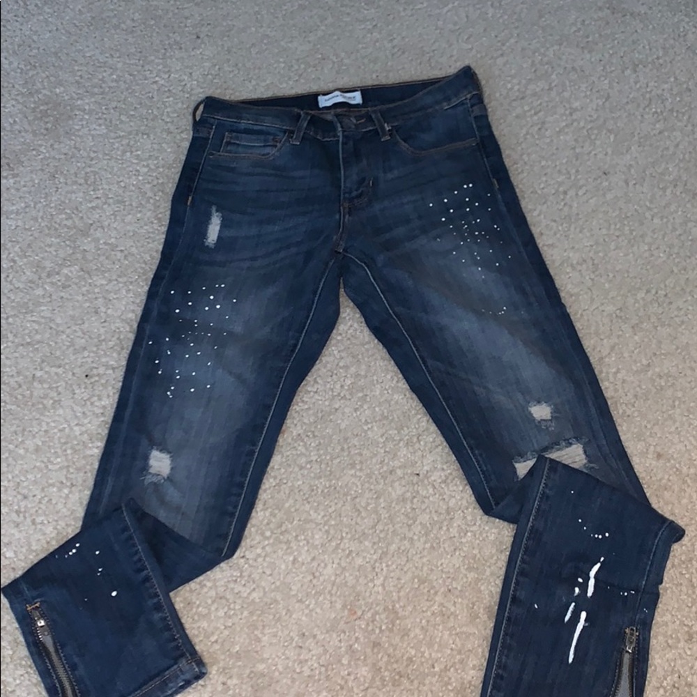 Destroyed splatter paint jeans banana republic